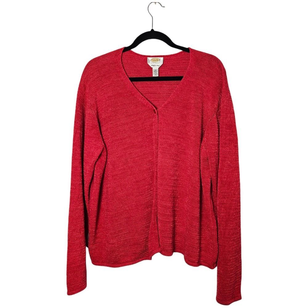 Talbots 3X Knit Cardigan Sweater Red Made in Italy Long Sleeve Button Valentine